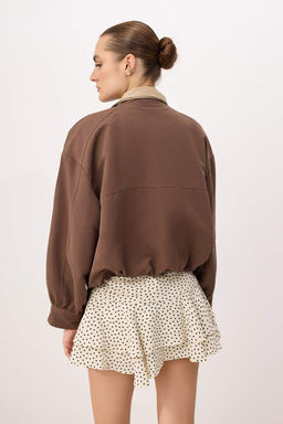 Bej Yakas? Kontrast Renk Detayl? Ince Ceket Mont TWOAW26MO00118 - Trendyolmilla фото 12