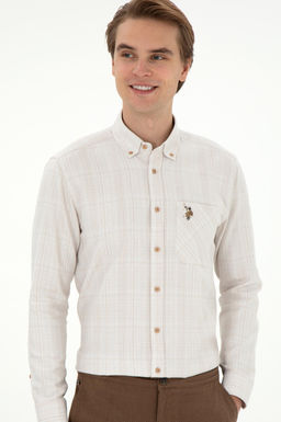 Мужская рубашка песочного цвета с длинным рукавом Неожиданная скидка в корзине - U.s. polo assn фото 3