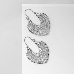 Серьги металл Восток сердце, цвет чернёного серебра