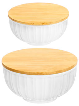 Набор салатников 2 пр. 300 мл 11,5*11,5*6 см + 550 мл 14*14*7,5 "Ампир", с деревян. крышками
