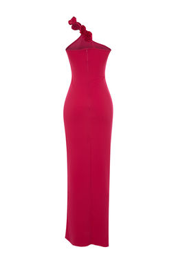 Limited Edition Pembe Vucuda Oturan Gul Aksesuarl? Orme Uzun Abiye Elbise TPRSS24AE00047 - Trendyolmilla фото 8