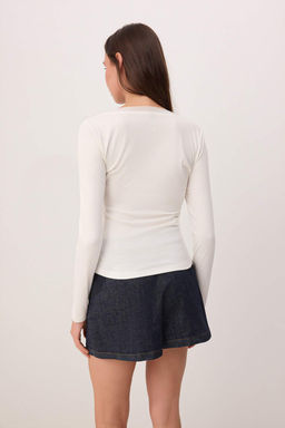 Wardrobe Essentials-Bej Havuz Yaka Fitilli Esnek Modal Orme Bluz TWOAW26BZ00297 - Trendyolmilla фото 6