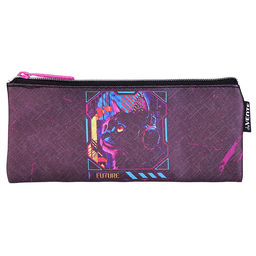 Пенал "Label. Cyber Cat" 21,5x9x1 см, плоский для 35 предметов, на молнии, искусственная кожа до -40C с антивандальной фактурой, с подкладом