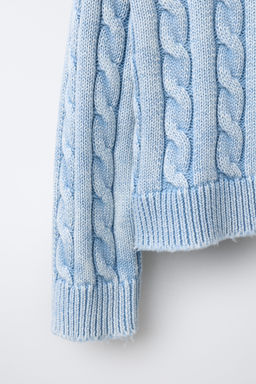 CABLE-KNIT ACID WASH JUMPER - Zara фото 10