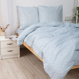 КПБ Simple Life евро, бязь, 100 % хлопок, пл. 120 гр./кв.м., Ромбы голубые ОП Пододеяльник 205*217, простыня 240*217, наволочка 70*70 (2 шт.) - Традиция фото 3