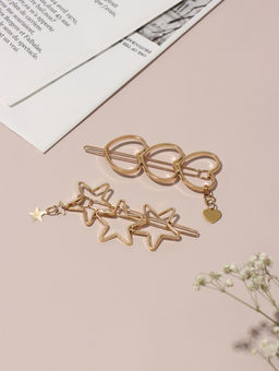 Цена за 3 шт. Невидимка для волос "Джастин" (набор 2 шт) 7 см, золото