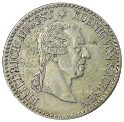 1/6 талера 1827 года Германские государства  Саксония  Смерть Короля Фридриха Августа I