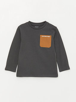 Bisiklet Yaka Bask?l? Uzun Kollu Erkek Bebek Ti??rt