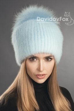 Шапка Буратино норка голубая