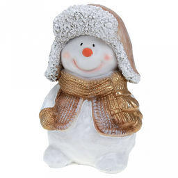 Скульптура-фигура для сада из полистоуна Снеговичок в жилетке 15х25см (Россия)