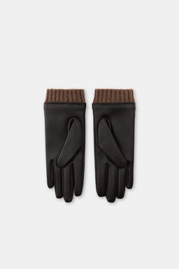 LEATHER EFFECT GLOVES WITH WOOL - Zara фото 3