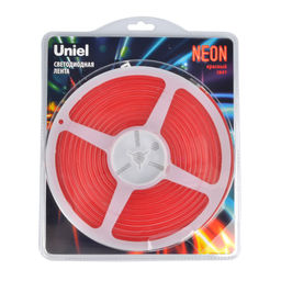 ULS-N01-2835-120LED/m-6mm-IP67-DC12V-9W/m-5M-RED Гибкая светодиодная лента. NEON. Катушка 5м. в блистере. Красный свет. ТМ Uniel