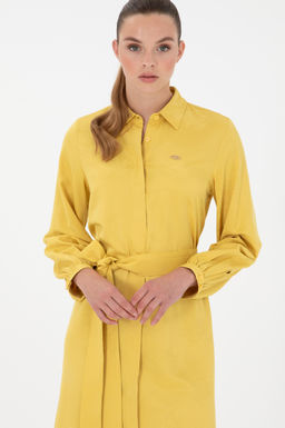 Женское желтое тканое платье Неожиданная скидка в корзине - U.s. polo assn фото 2