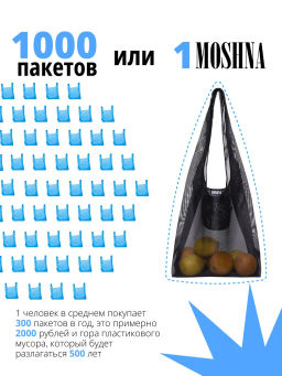 Мод.3, (SM3Long) длинн. ручки с кармашком. Сетка черный НОВИНКА!!! - Moshna фото 8