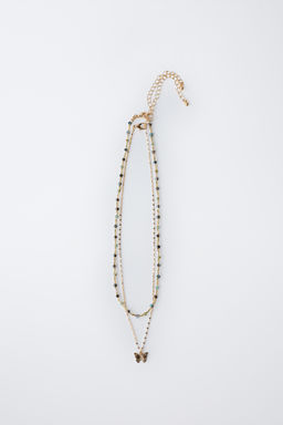 PACK OF TWO NECKLACES WITH BUTTERFLY BEADS - Zara фото 4