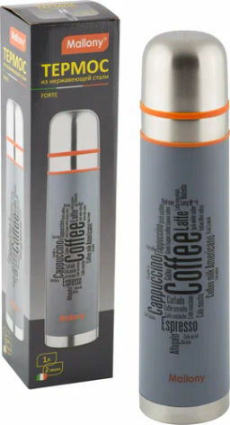 Термос в корпусе из нерж.ст. 1 литр, колба из нерж стали с дв.стенками, серия FORTE, Mallony, 003680  фото 3