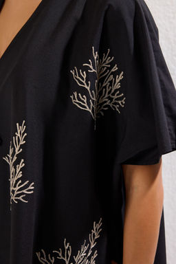 Siyah Mini Dokuma Nak?sl? Plaj Kimono&Kaftan TBESS25KM00012 - Trendyolmilla фото 4