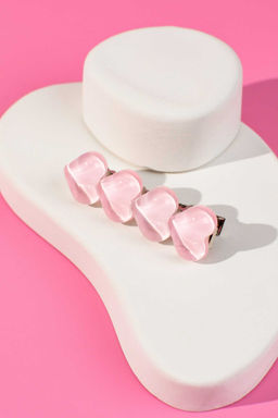 Заколка для волос зажим, арт. 71792 / 10 СЕРДЕЧКИ (в наборе: 1шт., 6 см, черный металл, эпоксидная смола, цвет: розовый, подложка из мелованного картона + ПЭТ-пакет с европодвесом)