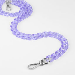 Цена за 2 шт. Цепочка для сумки, пластиковая, с карабинами, 23×17 мм, 68 см, цвет сиреневый, серебряный