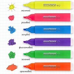 Набор текстовыделителей ЮНЛАНДИЯ 6 шт., АССОРТИ, "COLORSTAR", линия 1-4 мм