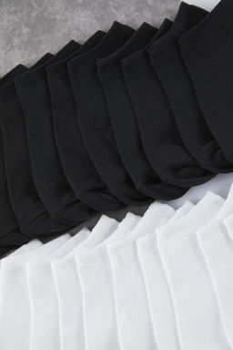 TRENDYOL MAN Siyah-Beyaz Unisex 20li Pamuklu K?sa Boy/Gorunmez/Patik Corap TMNSS25CO00018 - Trendyolmilla фото 5