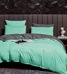 КПБ Candies однотонный с вышивкой на резинке по кругу CANOVR022 Евро