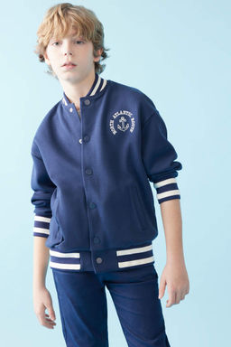 Кардиган-бомбер для мальчиков с воротником-стойкой