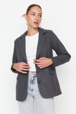TRENDYOLMILLA Krem Kase Kemerli Dokuma Blazer Ceket TWOAW23CE00024  фото 2