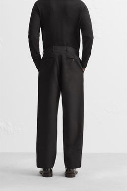 COTTON/WOOL PLEATED TROUSERS - Zara фото 3