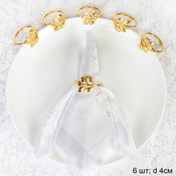 Кольца для салфеток 6 штук Веточка Золото / JG05 /уп 200/