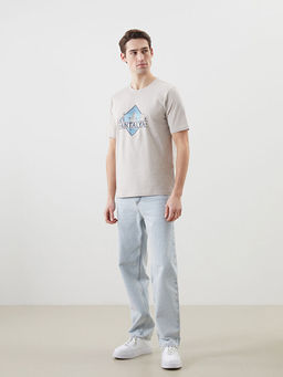 Bisiklet Yaka Antalya Bask?l? Penye Erkek Ti??rt