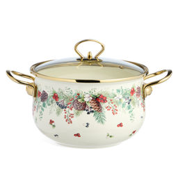 КАСТРЮЛЯ ЭМАЛИРОВАННАЯ AGNESS СО СТЕКЛЯННОЙ КРЫШКОЙ СЕРИЯ CELEBRATION, 3.6 Л, 22*13 СМ