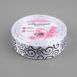 Цена за 3 шт. Лента атласная Узор, 25 мм, 231 м, чёрная, белая №001