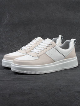 03-YJ425-1 WHITE/BEIGE Полуботинки спортивные женские (натуральная кожа)