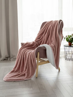 Плед с шерпой 150x200 розовый