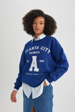 Толстый свитшот оверсайз с круглым вырезом - Defacto фото 7