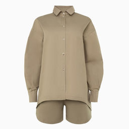 Костюм женский (рубашка, шорты) MINAKU: Oversize, зелёный, размер 46