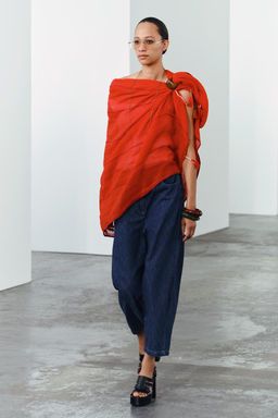 STRIPED FRINGED LINEN BLEND SCARF - Zara фото 4