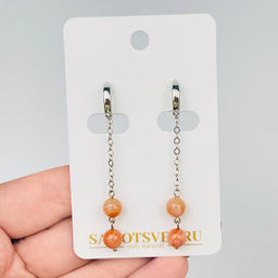 Серьги на цепочке из Сардоникса