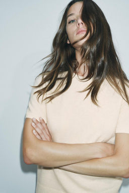 BASIC 100% CASHMERE SHORT SLEEVE TOP - Zara фото 6