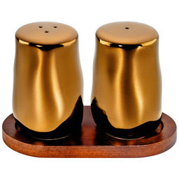 Набор д/специй 2 пр. 13,5*7*9 см "Бронза" на дерев. подставке