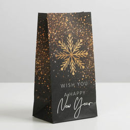 Цена за 5 шт. Пакет без ручек новогодний «Золото», 10×19.5×7 см