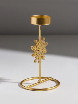 Подсвечник на 1 свечу «Снежинка», металл под золото, d=4.5 см, 8.5×8.5×16 см