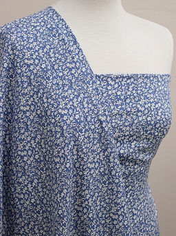 Штапель Цветочный шарм цв.джинс, ш.1.45м, вискоза-100%, 100гр/м.кв - Купава фото 4