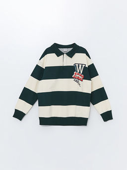 Polo Yaka ?izgili Uzun Kollu Erkek ?ocuk Ti??rt