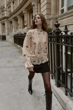 SEMI-SHEER SEQUIN BLOUSE