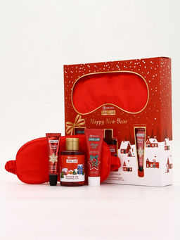 Подарочный набор новогодний: гель для душа, крем для рук, бальзам для губ, маска для сна, URAL LAB