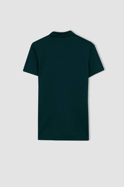 Базовая хлопковая футболка с короткими рукавами и воротником-поло Slim Fit - Defacto фото 9