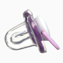 Соска - пустышка с держателем Крошка Я «Пингвинчик», анатомическая, от 6 мес, фиолетовый