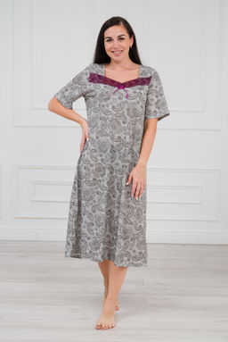 Ночная сорочка из кулирки Кружевница огурчик черно-бордовый - Амадэль фото 10